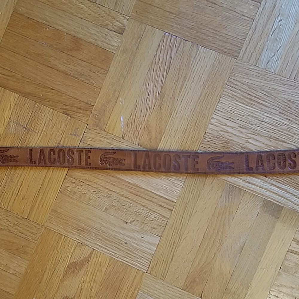 RARE Vintage Lacoste leather embossed monogrammed belt and buckle Warrior - Picture 7 of 11